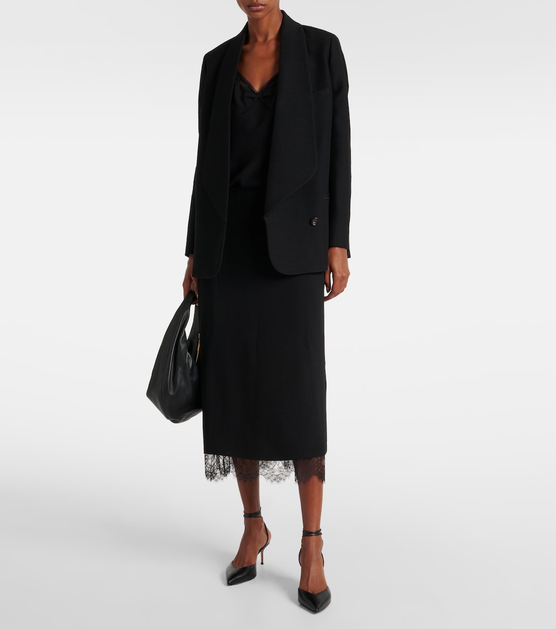 Lace-trimmed midi skirt | Vince