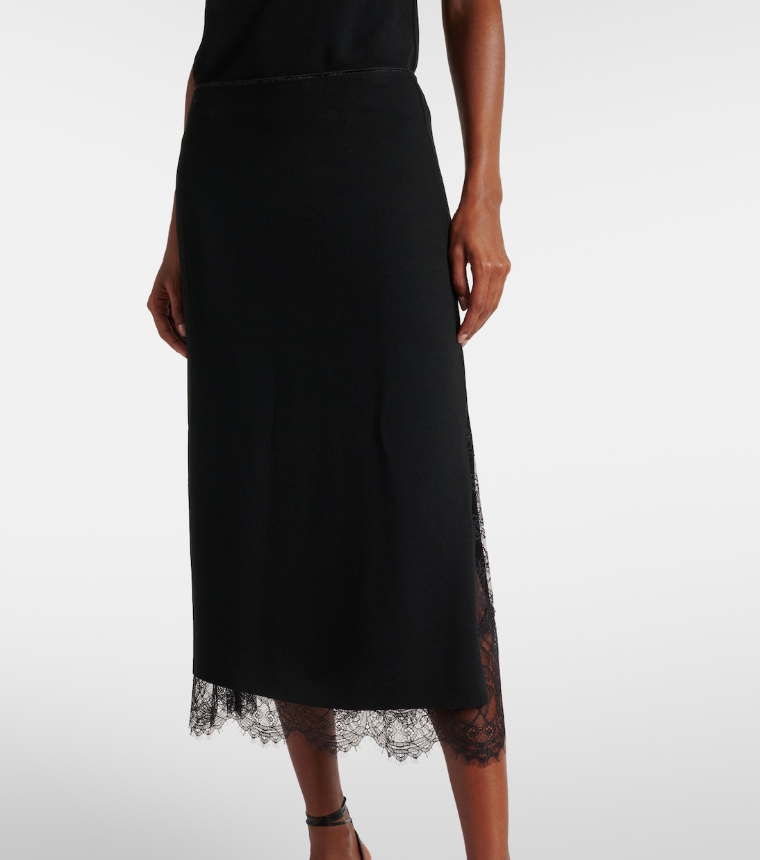 Lace-trimmed midi skirt | Vince