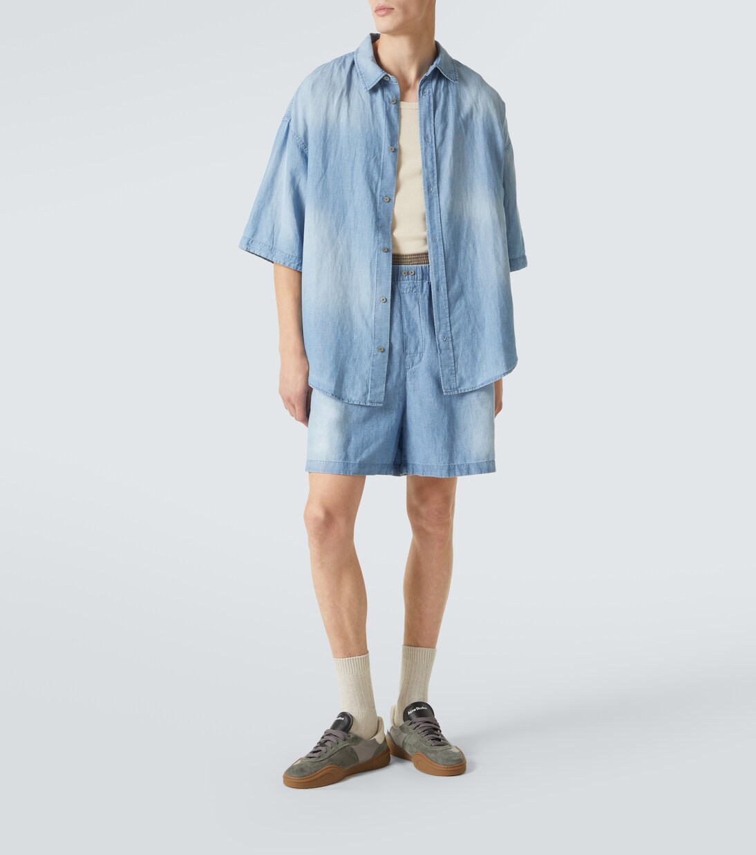 Camicia in cotone e lino con logo | Acne Studios
