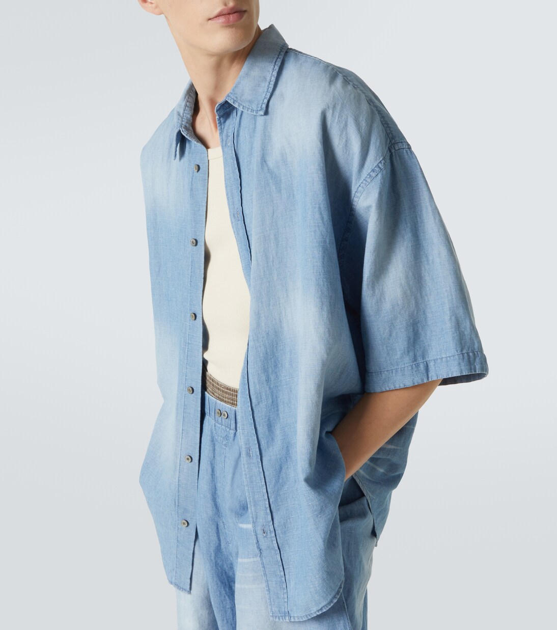 Camicia in cotone e lino con logo | Acne Studios