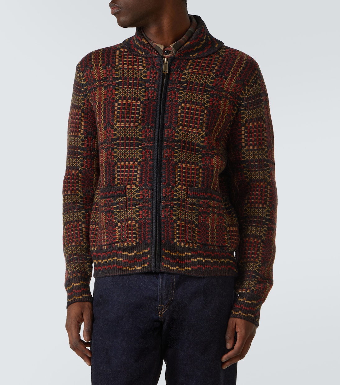 Checked wool jacquard cardigan | RRL