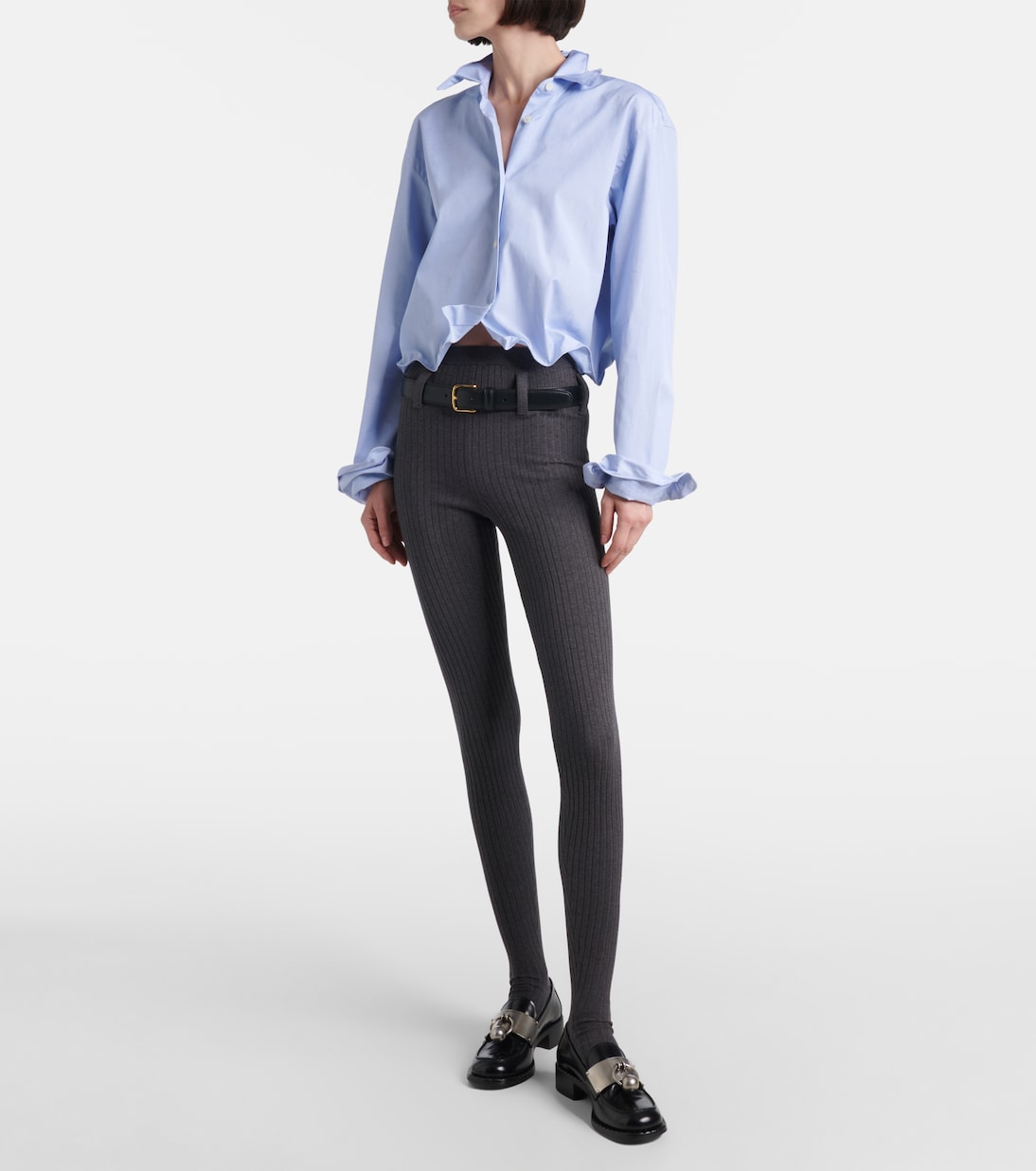 Collant in misto cotone a coste | Prada