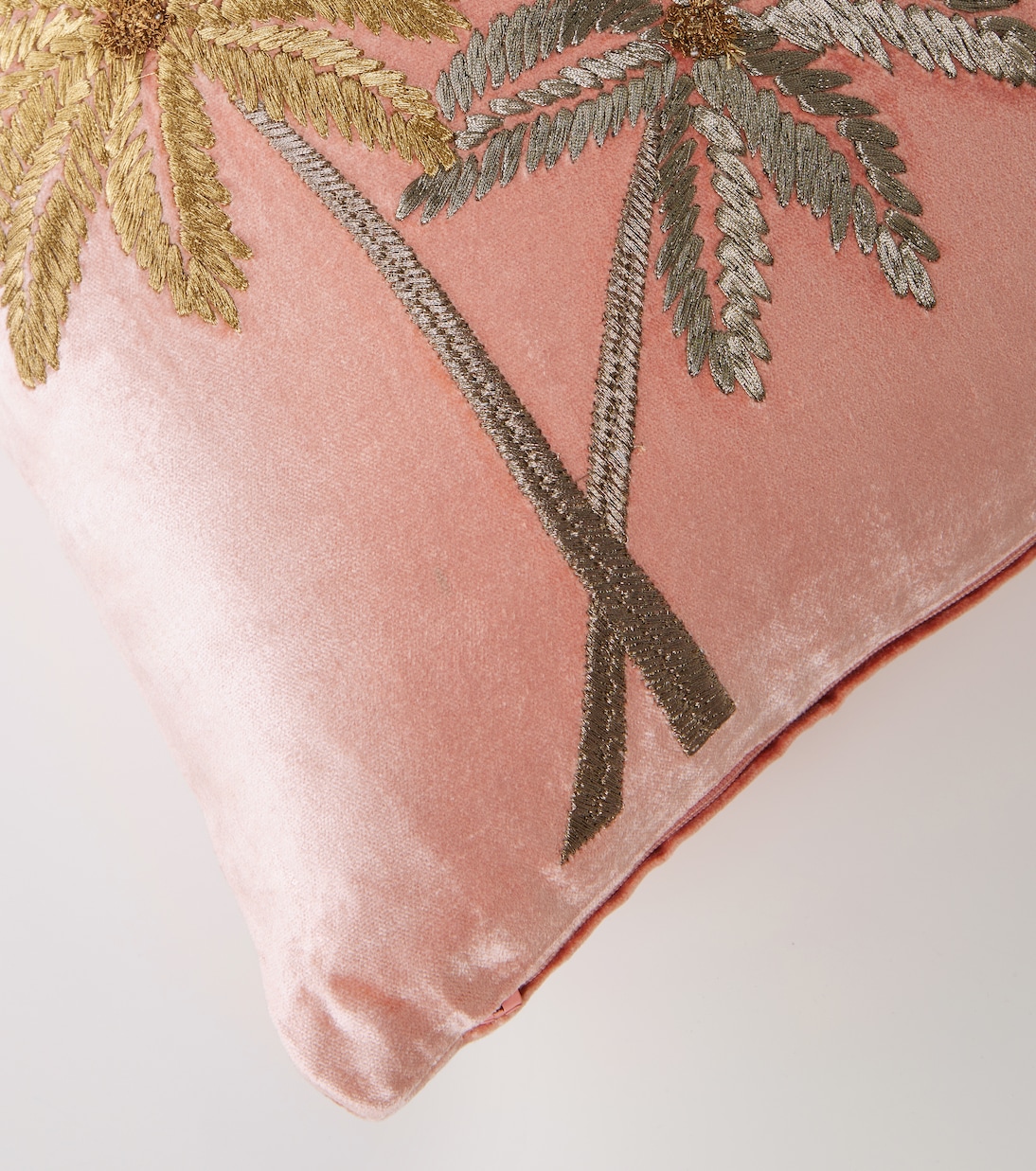 Palms embroidered velvet cushion | Les-Ottomans