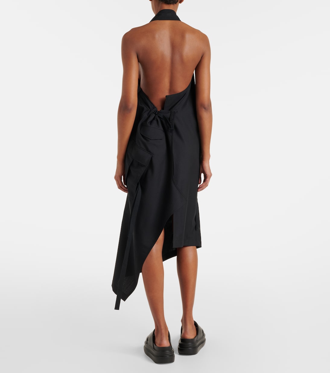 Abito midi in lana con scollo all’americana | Junya Watanabe