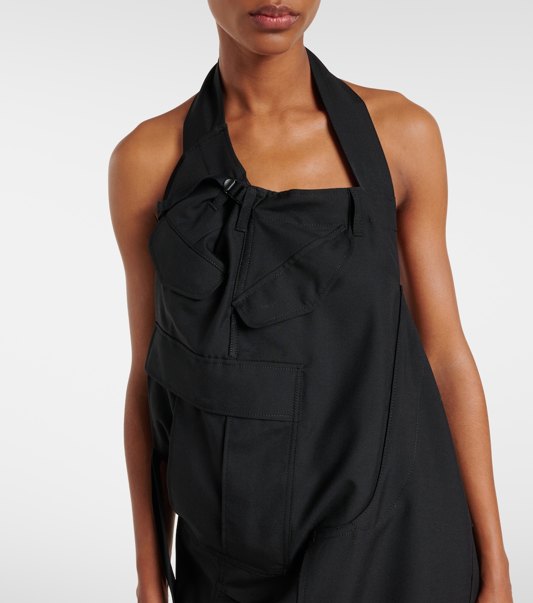 Abito midi in lana con scollo all’americana | Junya Watanabe
