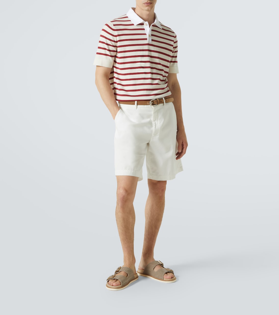 Polo in cotone a righe | Brunello Cucinelli