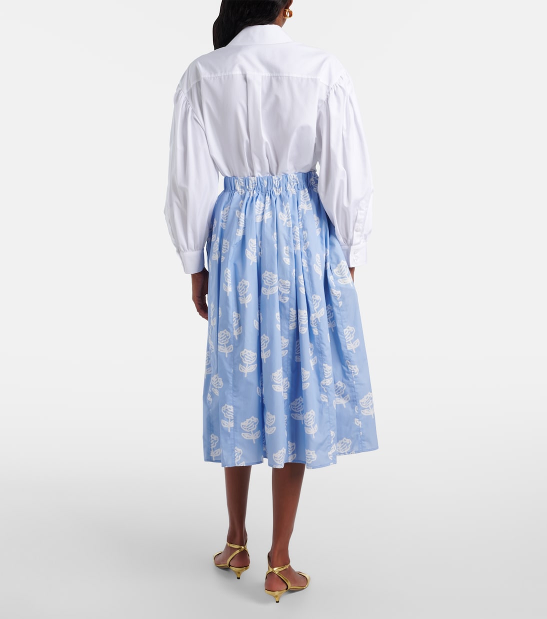 Floral cotton poplin midi skirt | Marni
