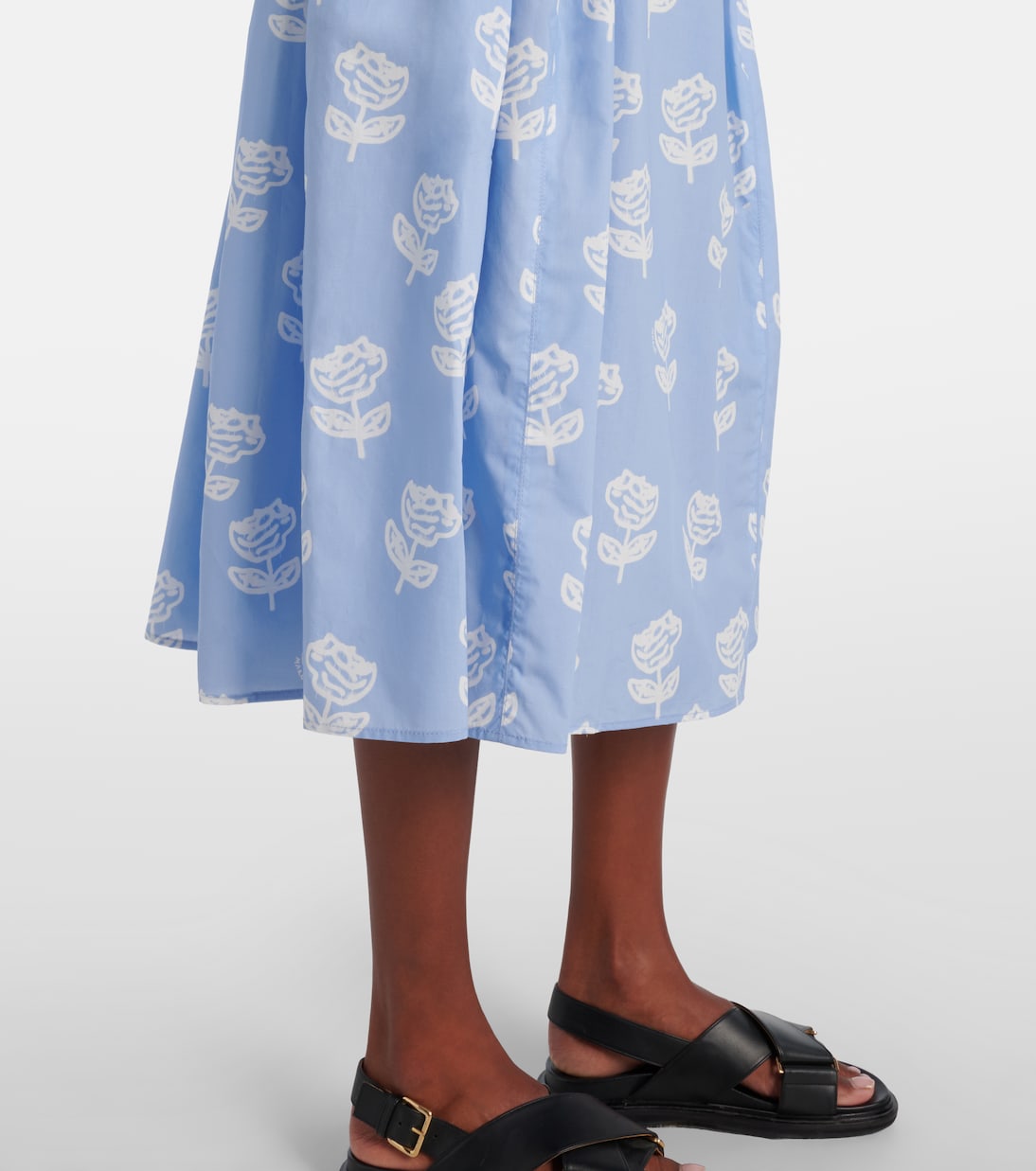 Floral cotton poplin midi skirt | Marni