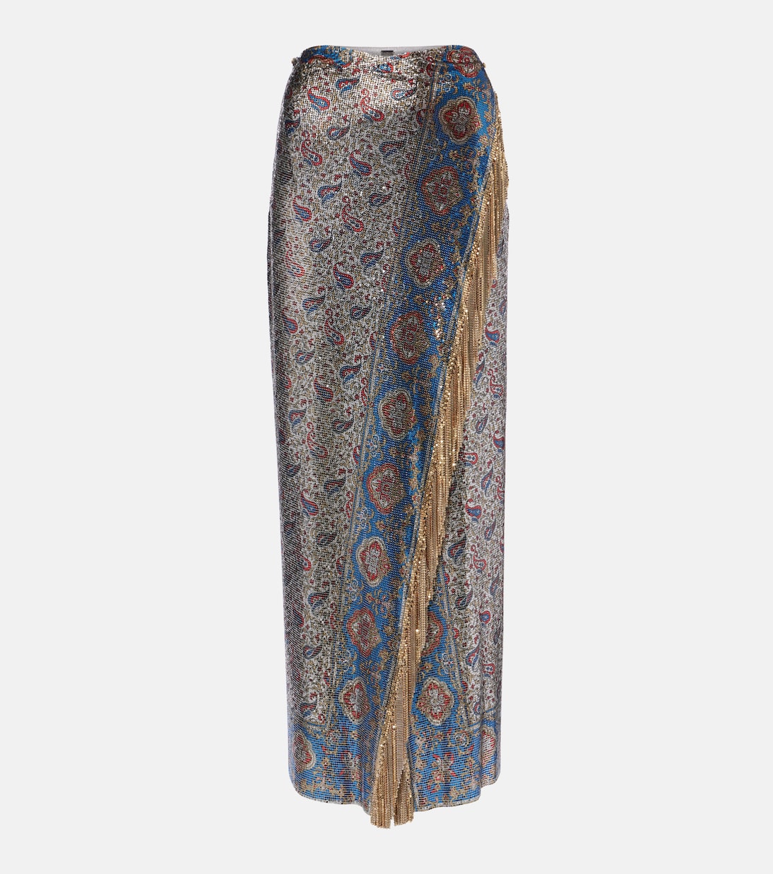 Falda larga de malla con paisley | Rabanne