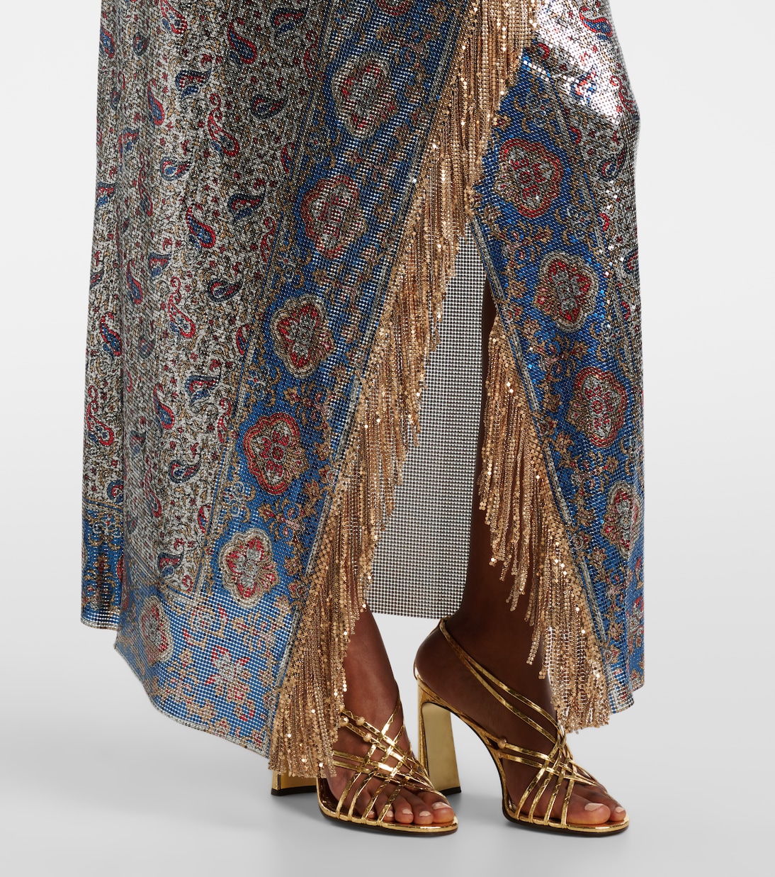 Falda larga de malla con paisley | Rabanne