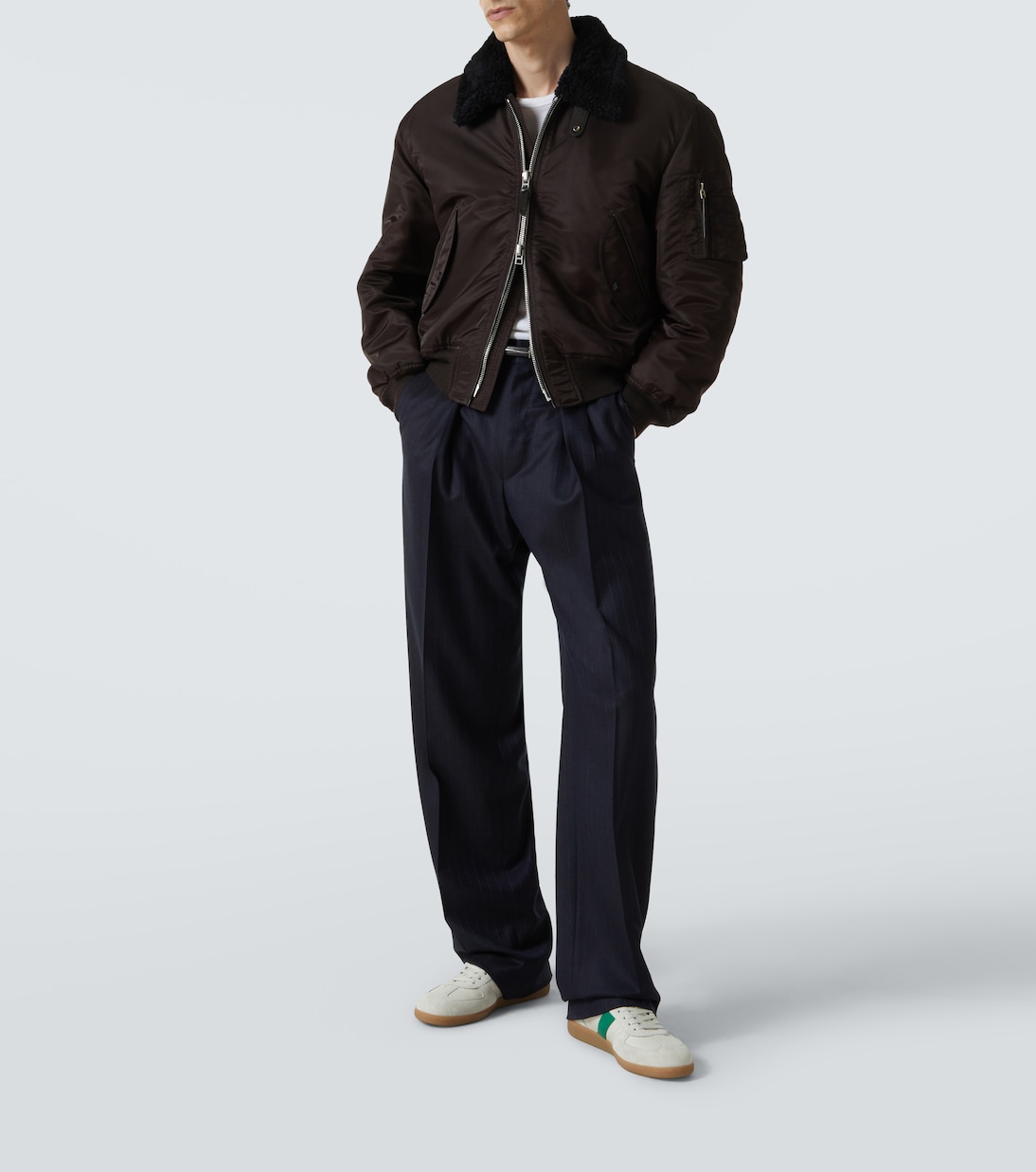 Suede-trimmed leather sneakers | Tom Ford