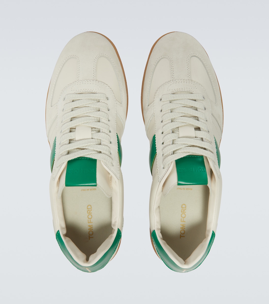 Suede-trimmed leather sneakers | Tom Ford