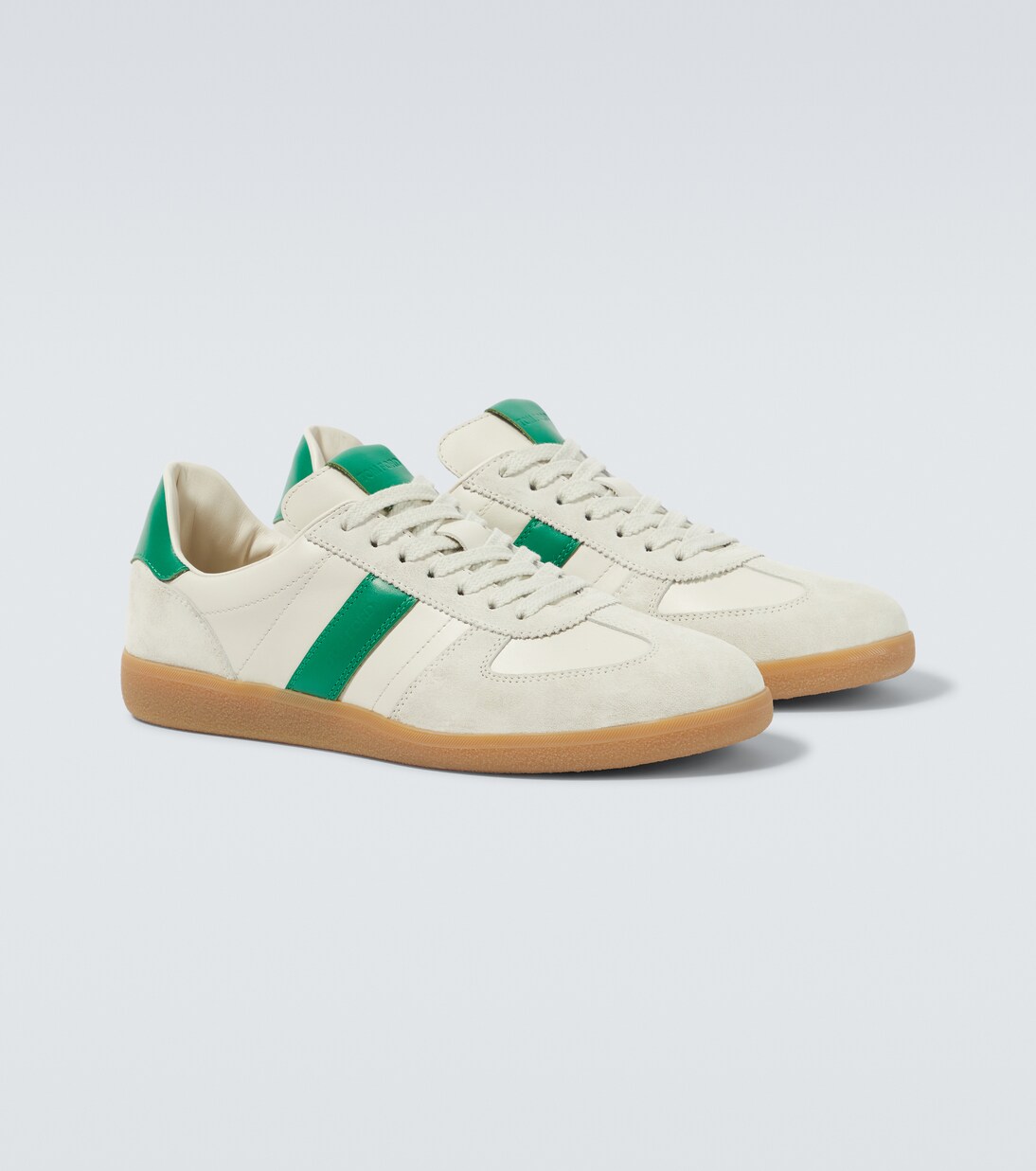 Suede-trimmed leather sneakers | Tom Ford