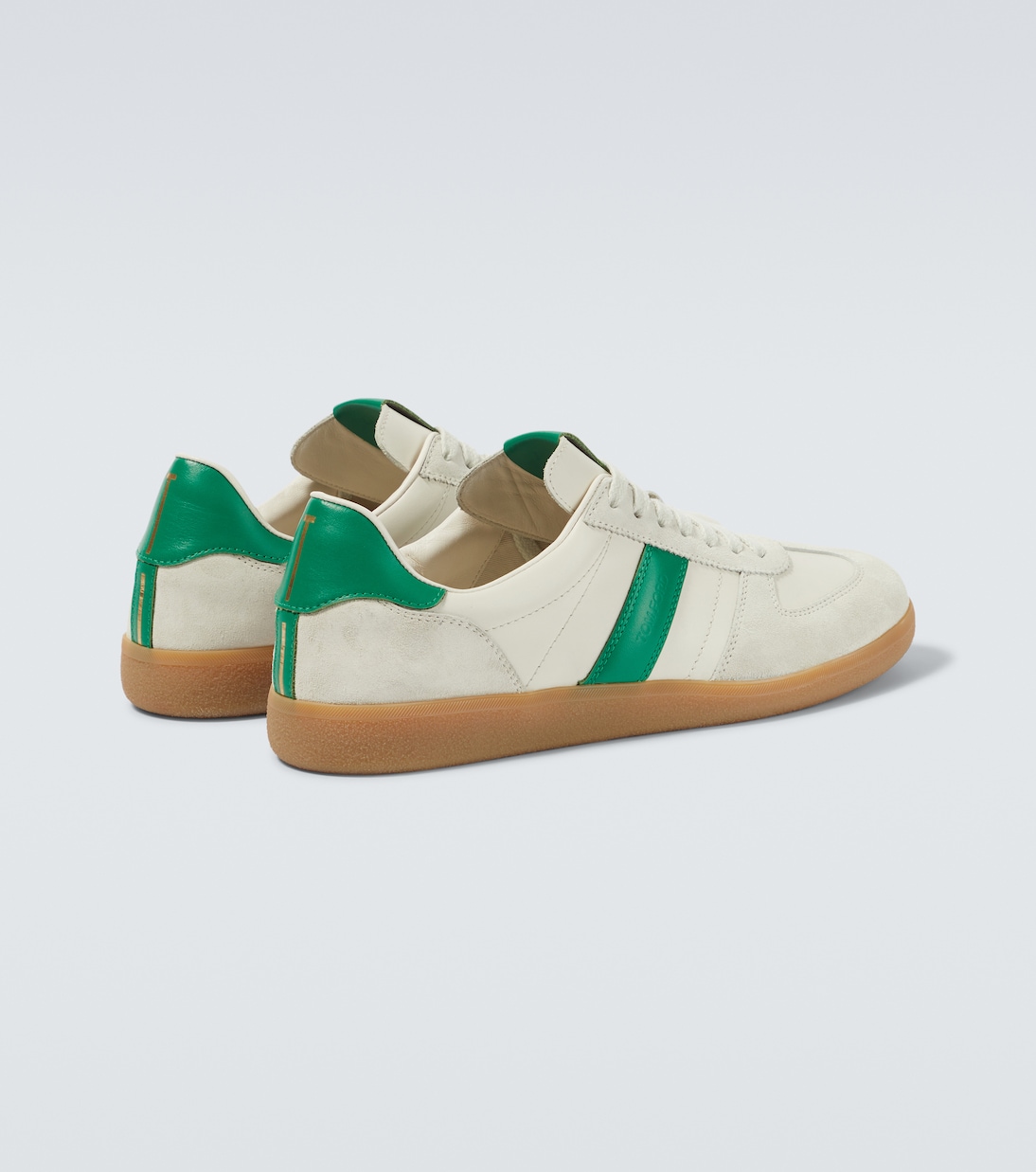 Suede-trimmed leather sneakers | Tom Ford