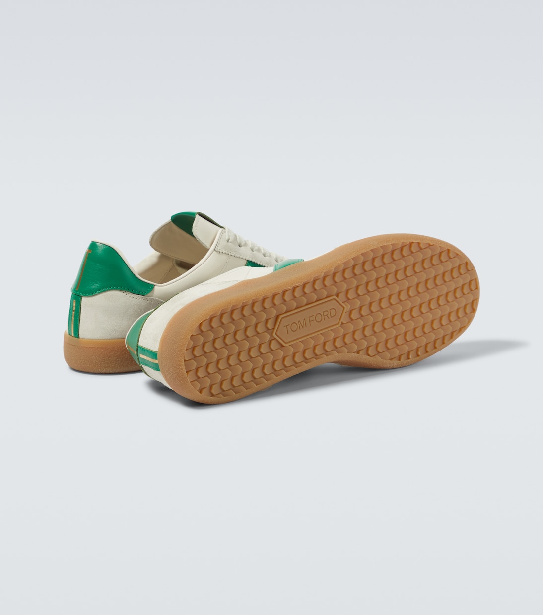 Suede-trimmed leather sneakers | Tom Ford