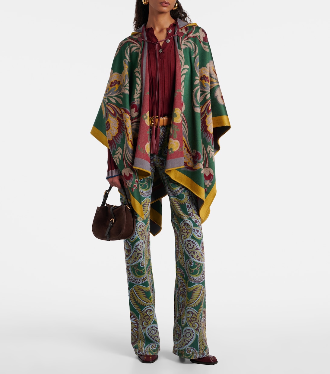 Printed wool-blend poncho | Etro