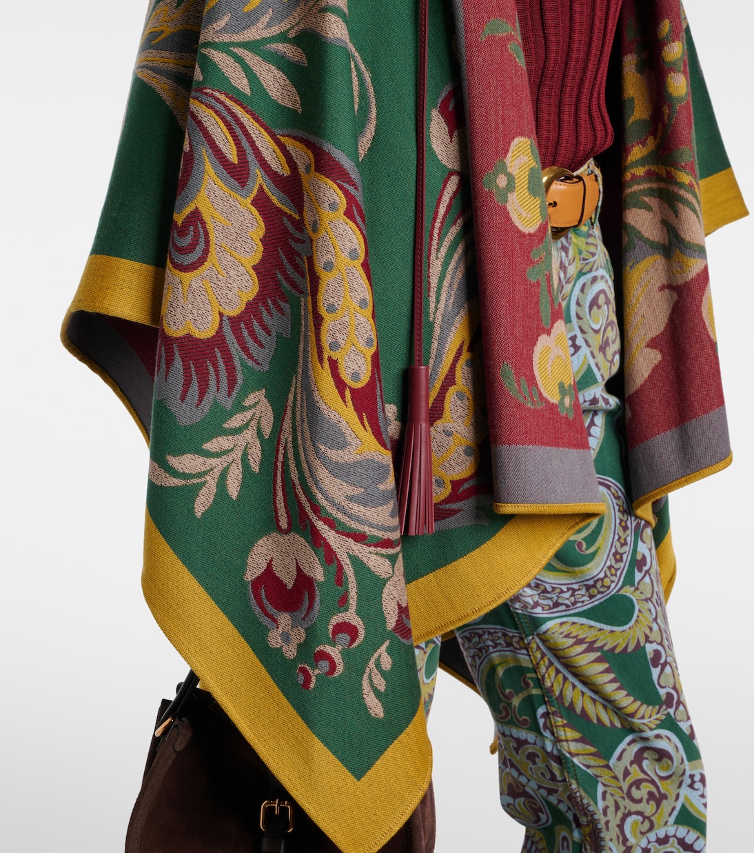 Printed wool-blend poncho | Etro