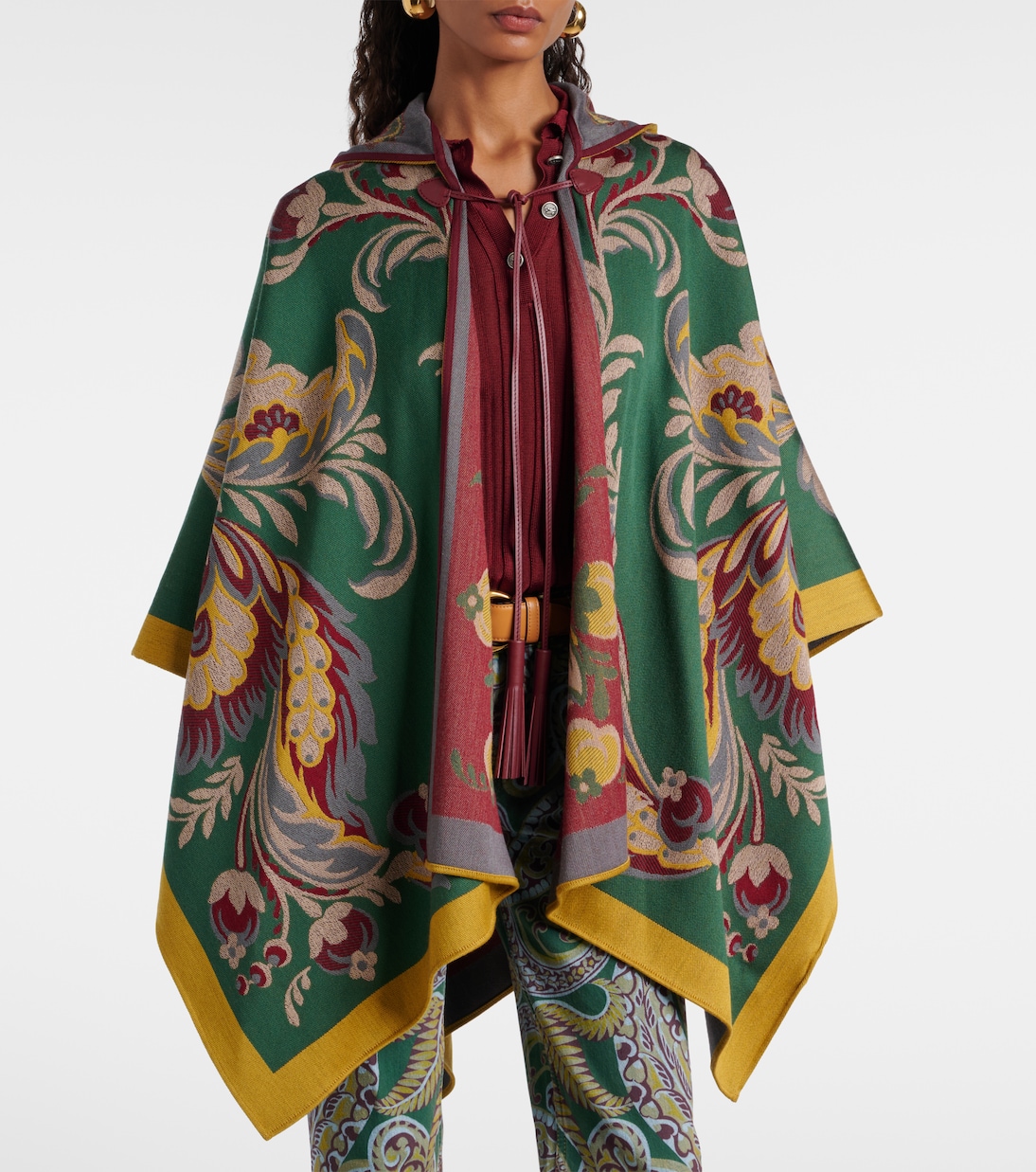 Printed wool-blend poncho | Etro