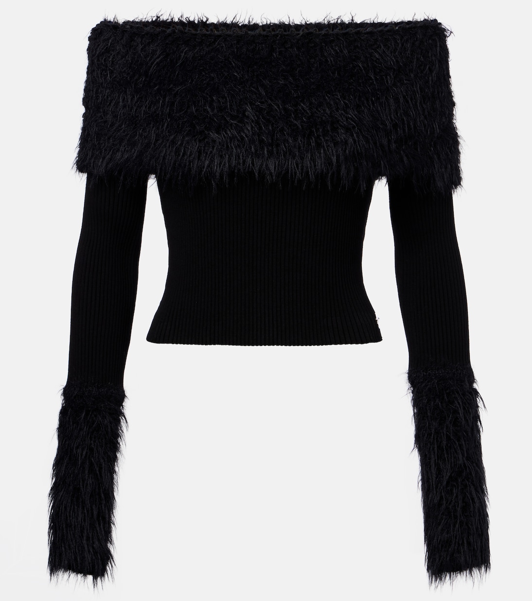 Ribbed-knit faux fur-trimmed top | Jean Paul Gaultier