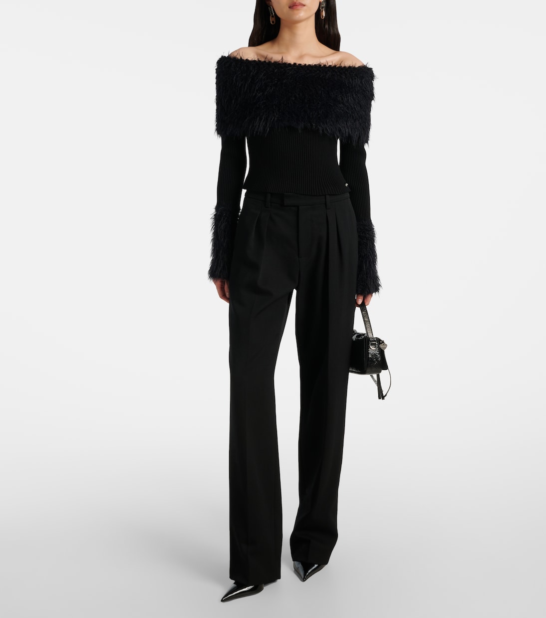 Ribbed-knit faux fur-trimmed top | Jean Paul Gaultier