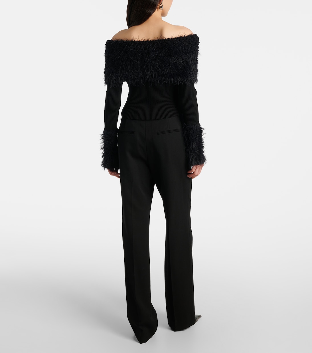Ribbed-knit faux fur-trimmed top | Jean Paul Gaultier