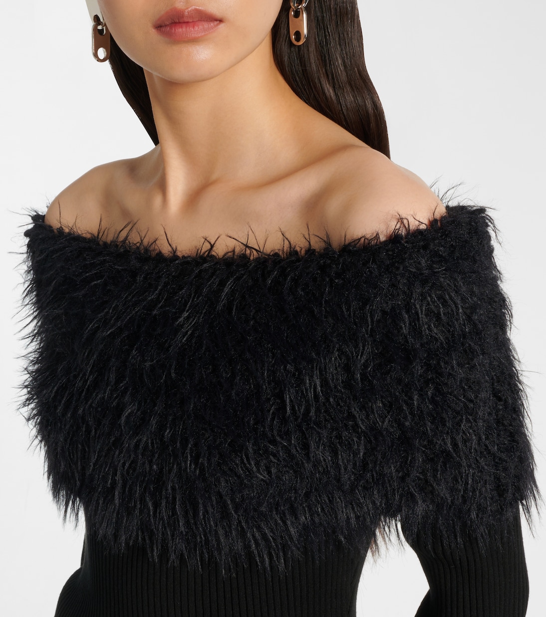 Ribbed-knit faux fur-trimmed top | Jean Paul Gaultier