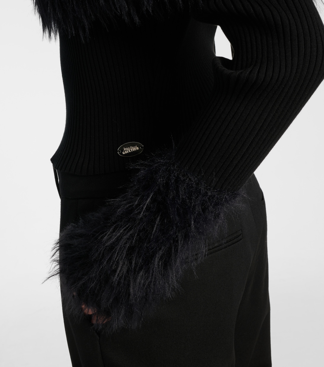 Ribbed-knit faux fur-trimmed top | Jean Paul Gaultier