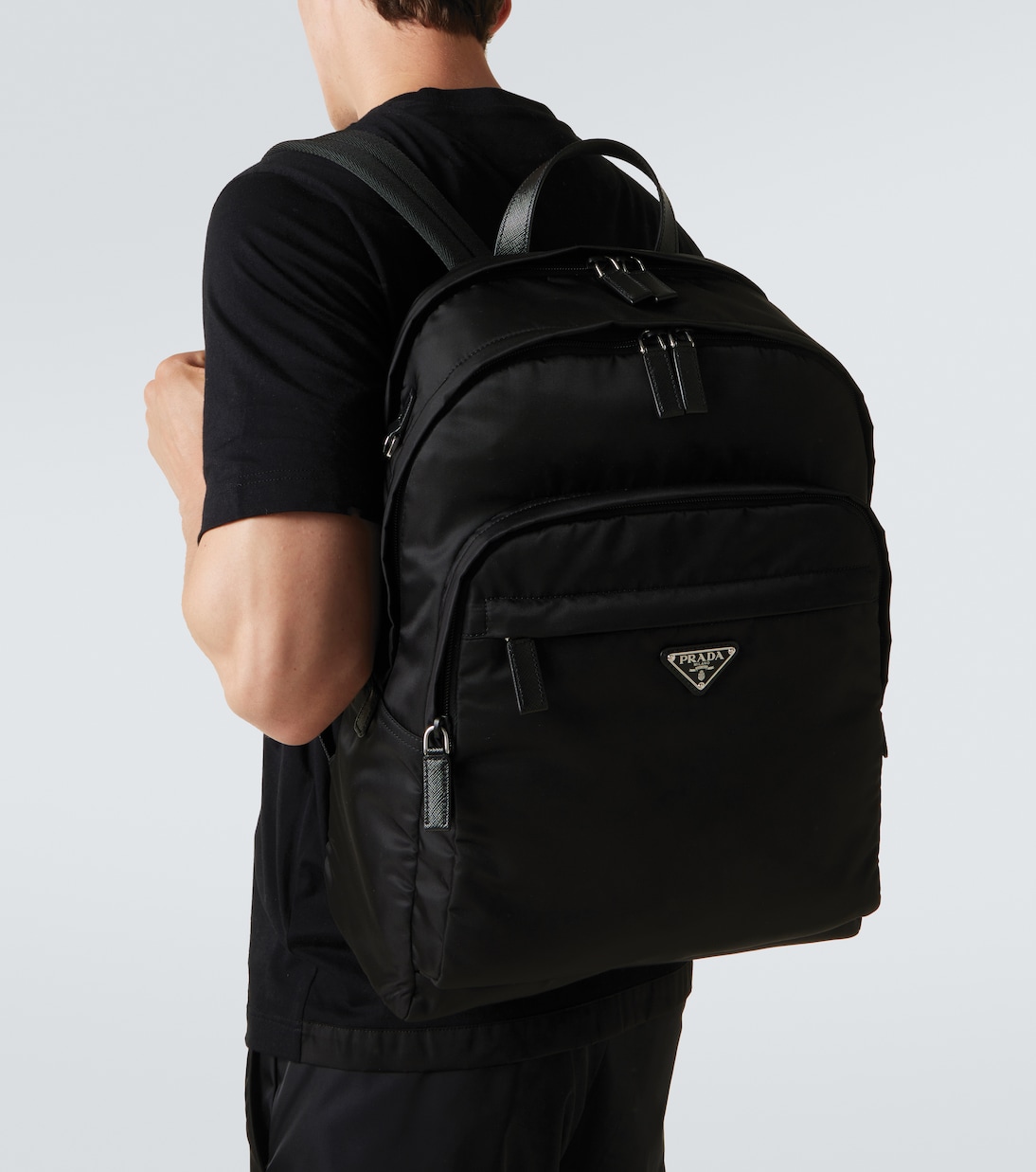 Re-Nylon leather-trimmed backpack | Prada