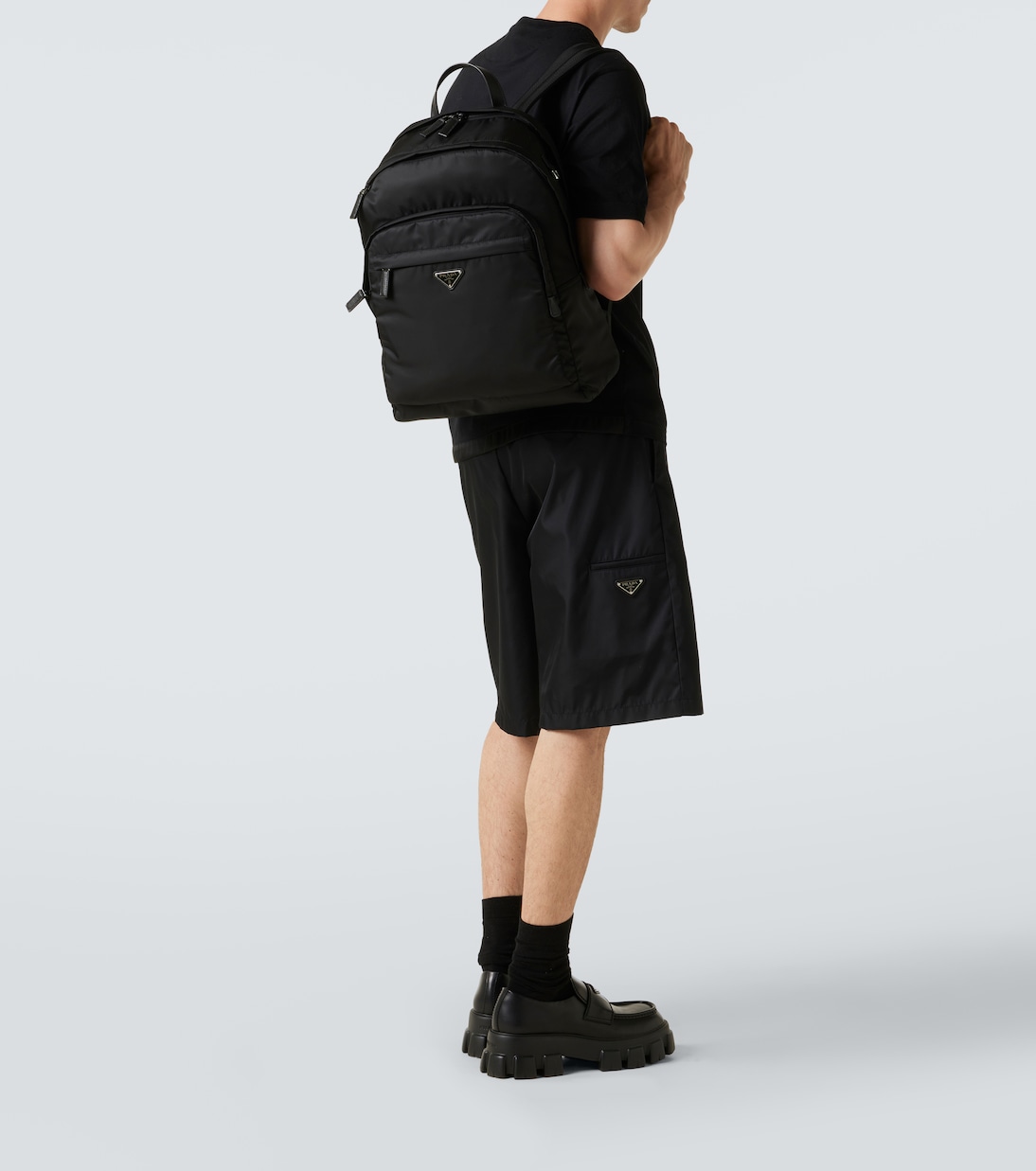 Re-Nylon leather-trimmed backpack | Prada