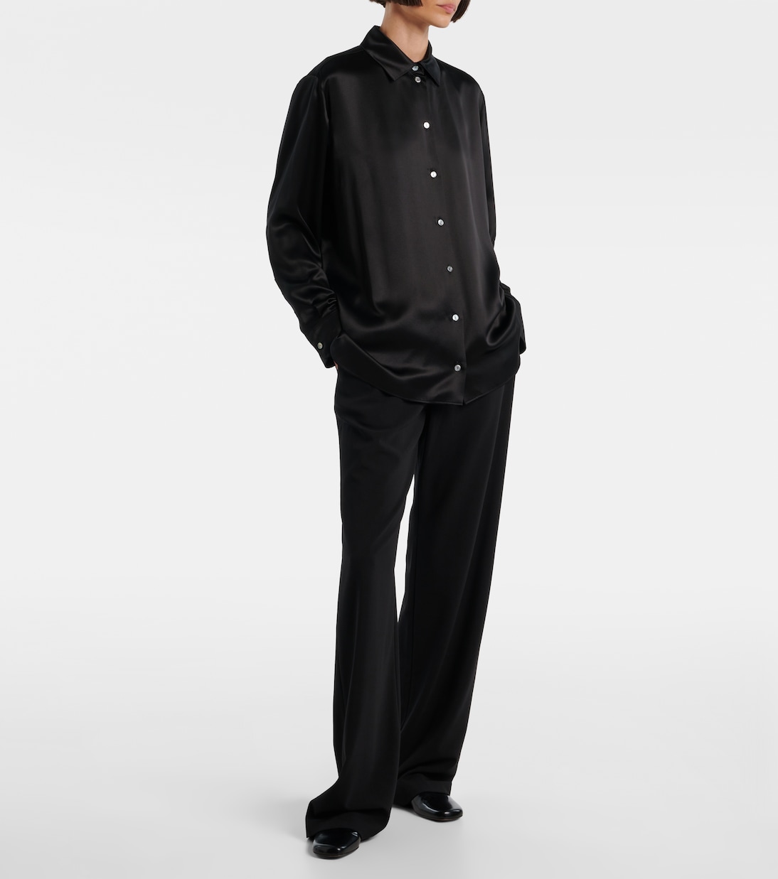 Sisilia oversized silk satin shirt | The Row