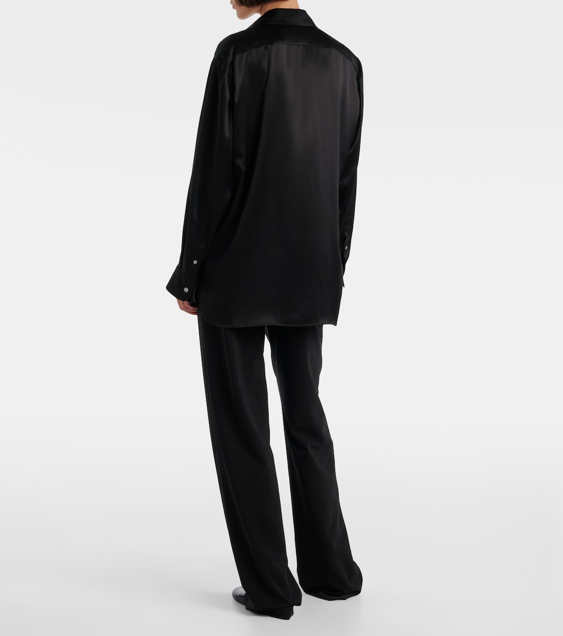 Sisilia oversized silk satin shirt | The Row