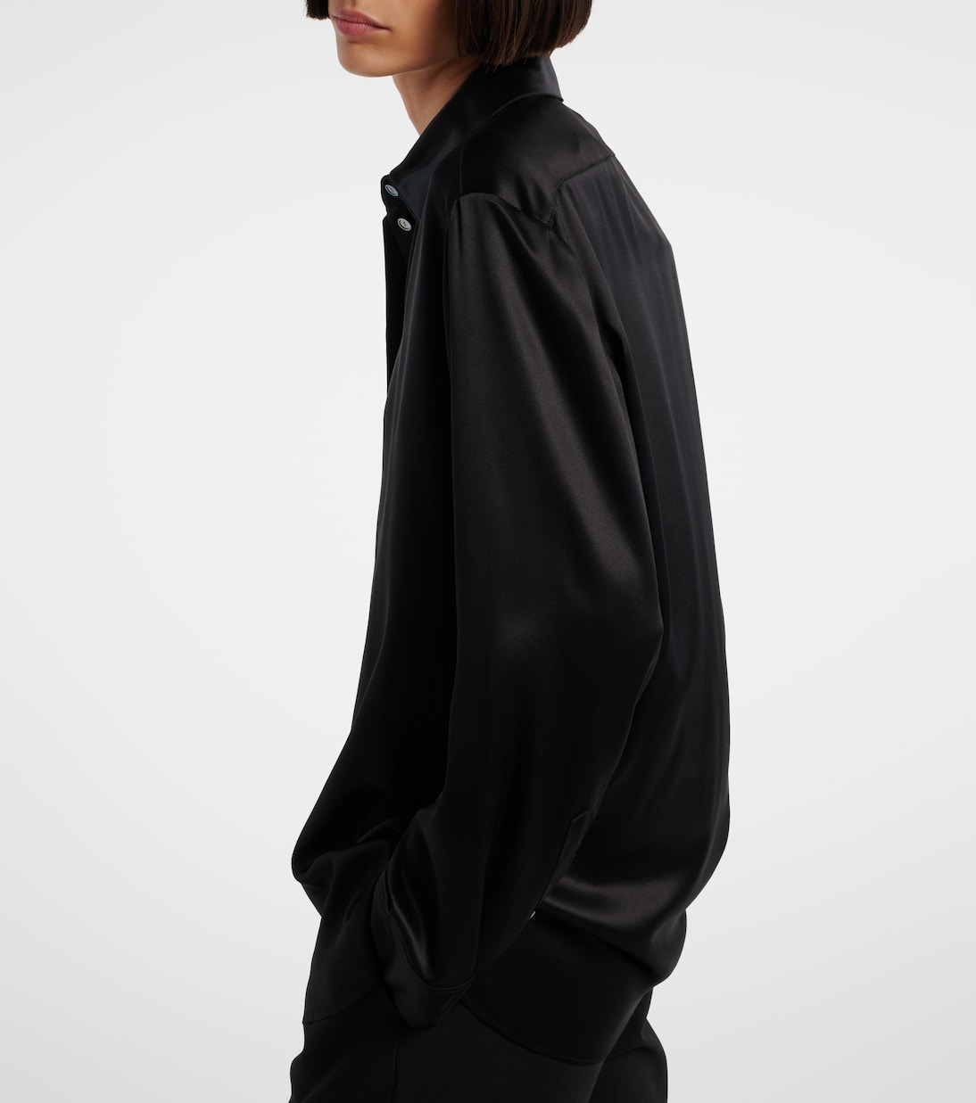 Sisilia oversized silk satin shirt | The Row