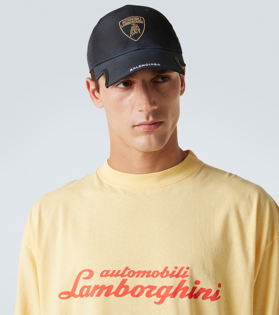 都会的 バレンシアガ×ランボルギーニ キャップ コットン ロゴ Men's Balenciaga I Automobili Lamborghini Cap in Black