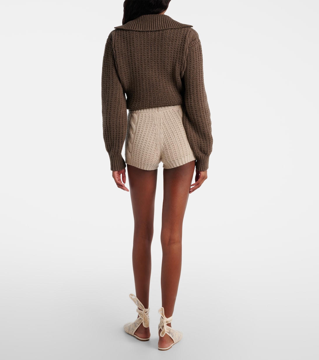 Shorts aus Kaschmir mit Zopfstrickmuster | Magda Butrym