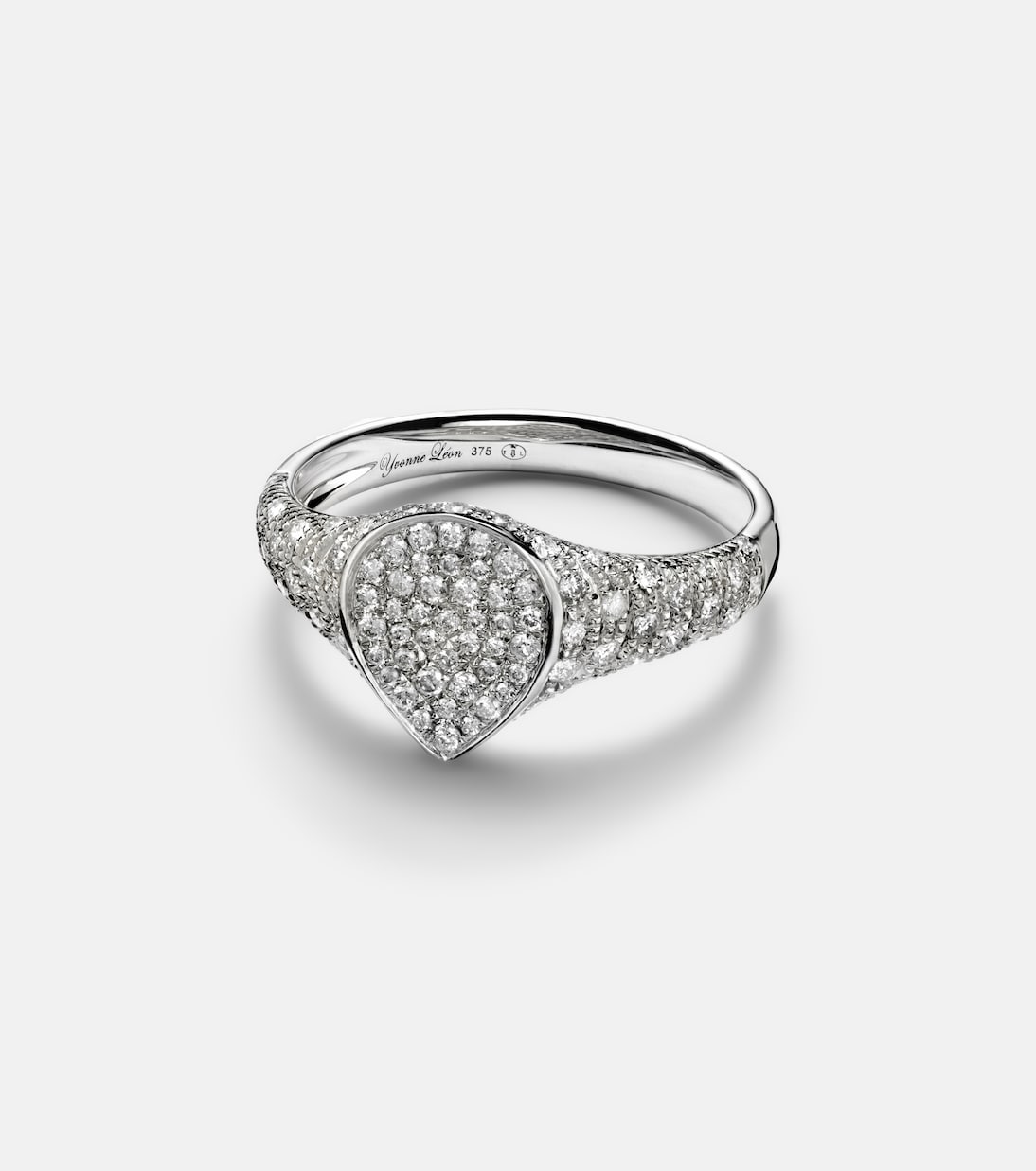 Anillo Mini de oro blanco de 9 ct con diamantes | Yvonne Léon