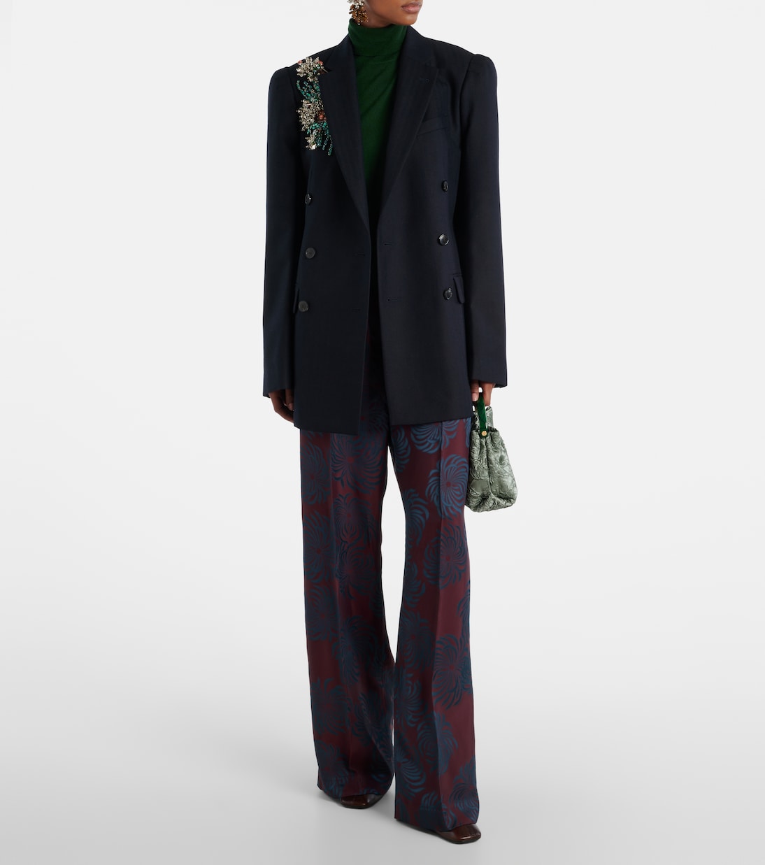 缀饰羊毛双排扣西装式外套 | Dries Van Noten