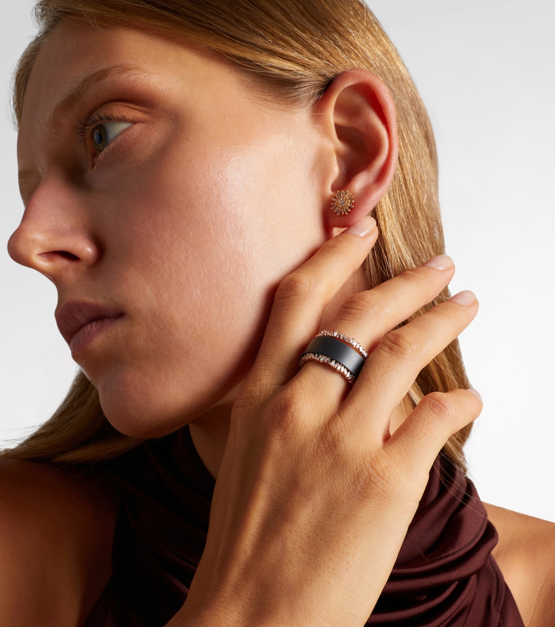Mini 18kt rose gold tech ring jackets with diamonds | Suzanne Kalan