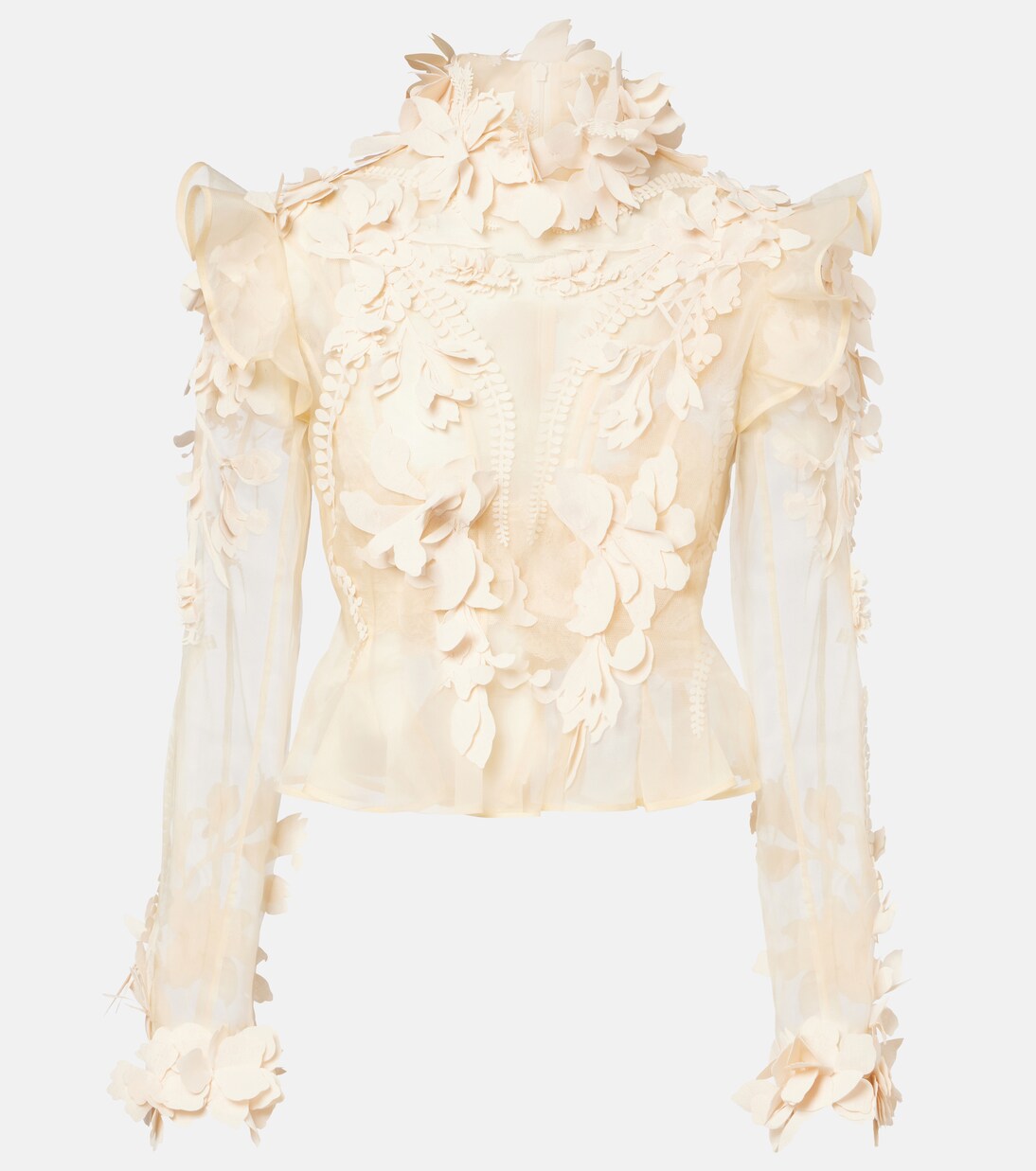 Hypnotic floral-appliqué silk blouse | Zimmermann