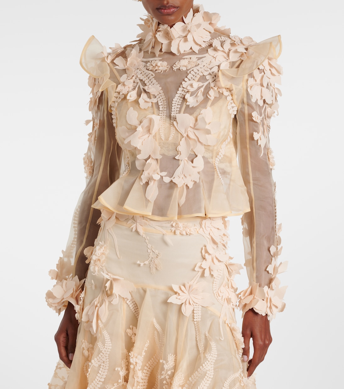 Hypnotic floral-appliqué silk blouse | Zimmermann