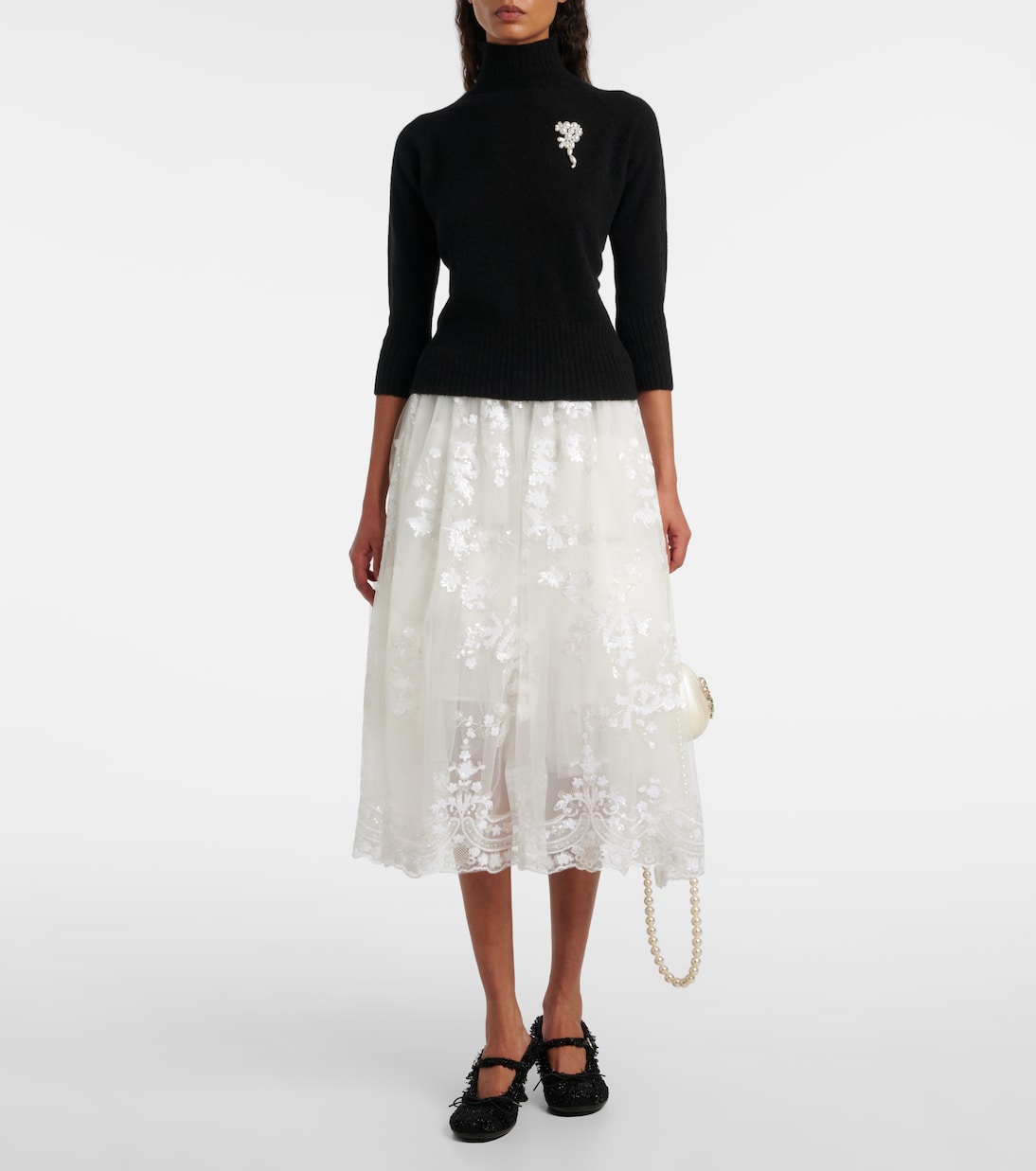 Embellished cashmere turtleneck sweater | Simone Rocha