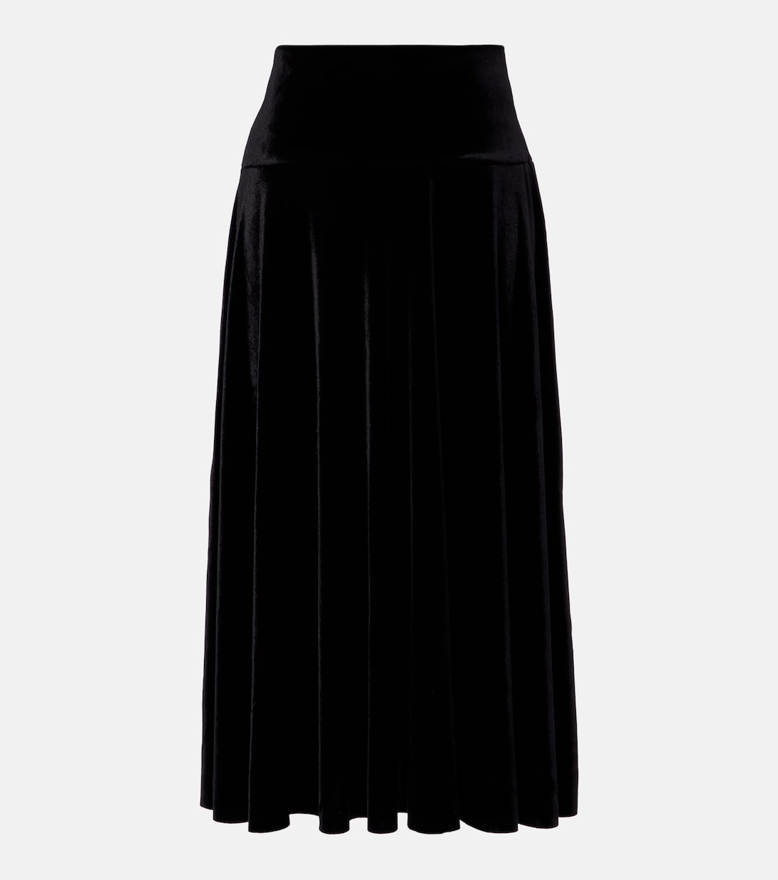 Flared pleated velvet midi skirt | Norma Kamali