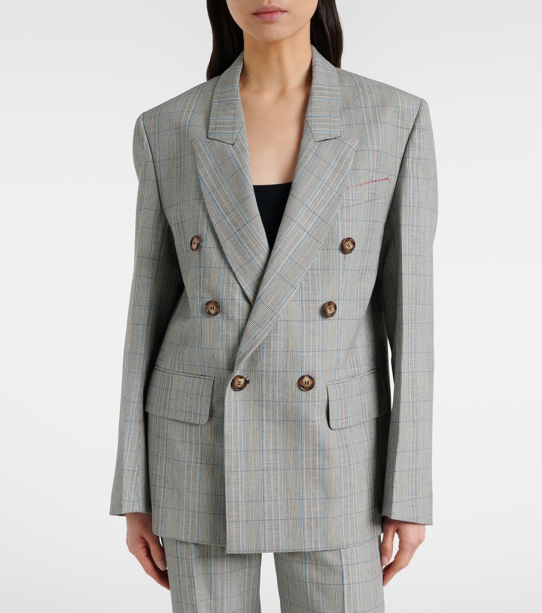 Blazer de lana virgen a cuadros | Victoria Beckham