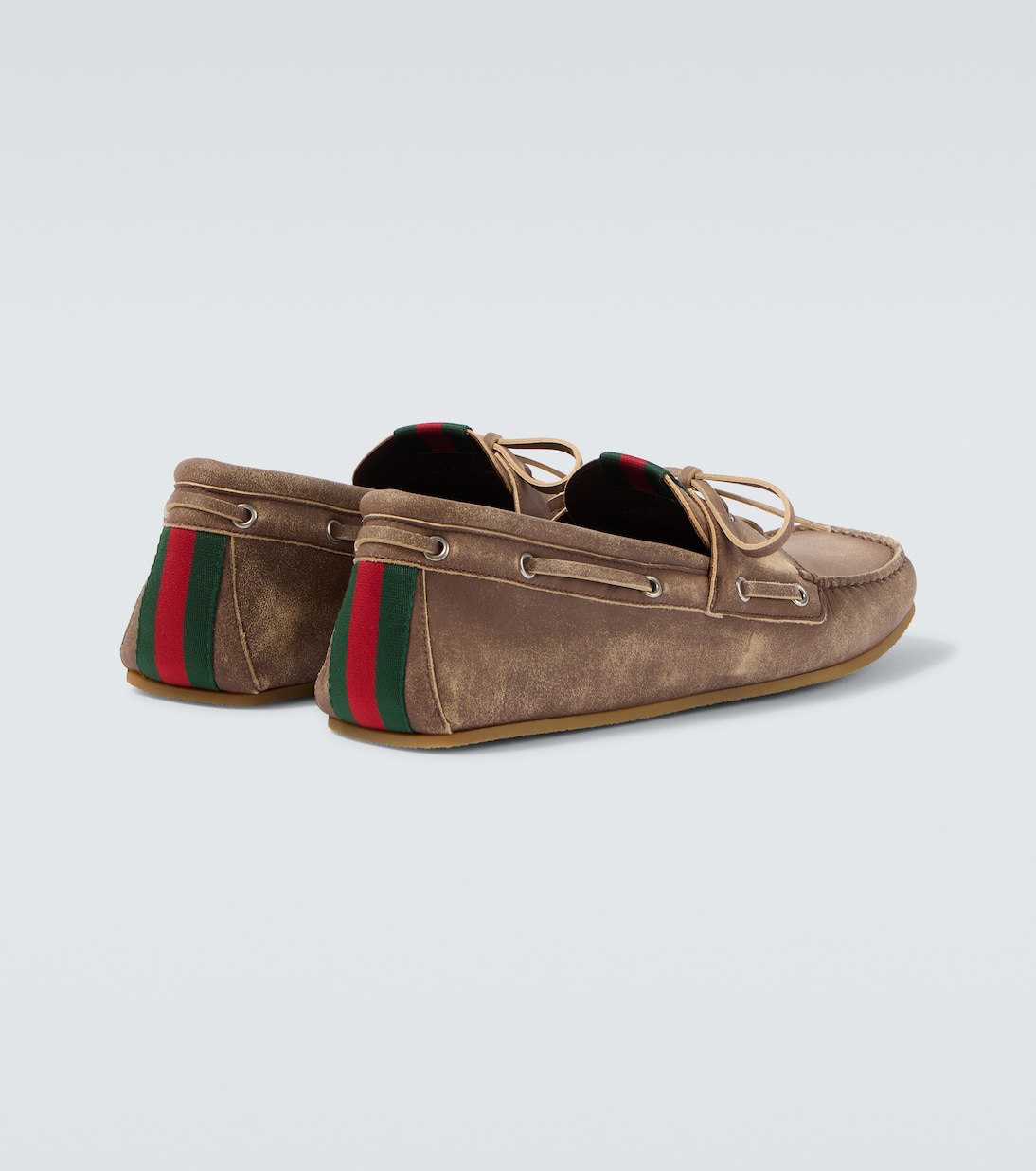 Web Stripe leather boat shoes | Gucci