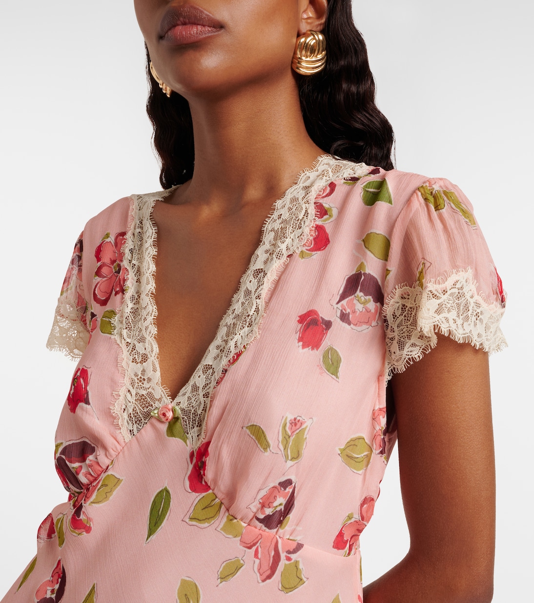 Clarice floral lace-trimmed midi dress | Rixo