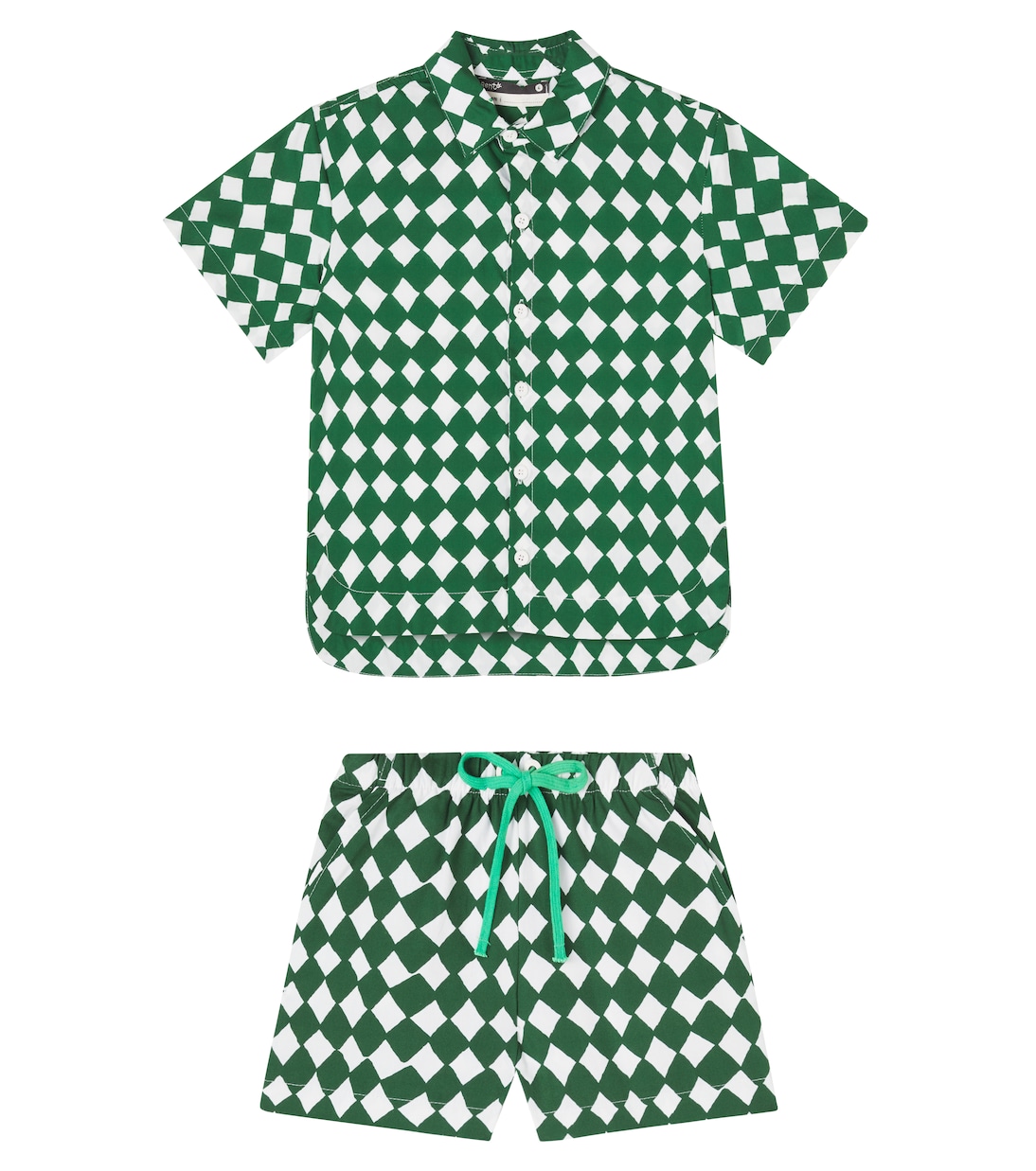 Printed cotton bowling shirt and shorts set | Fábula