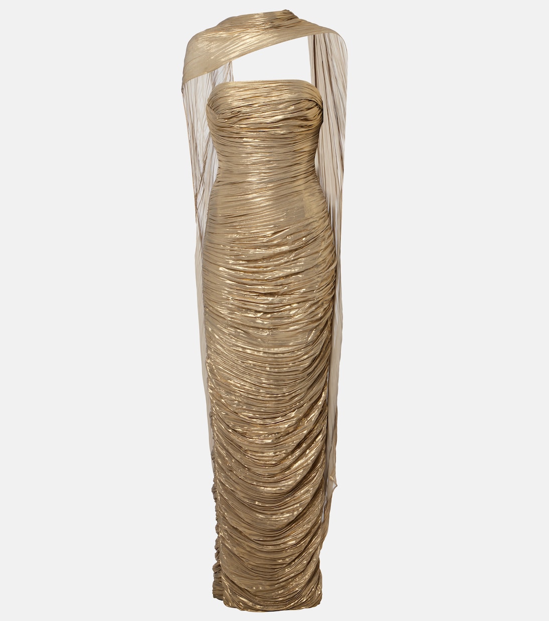 Pleated caped gown | Marmar Halim