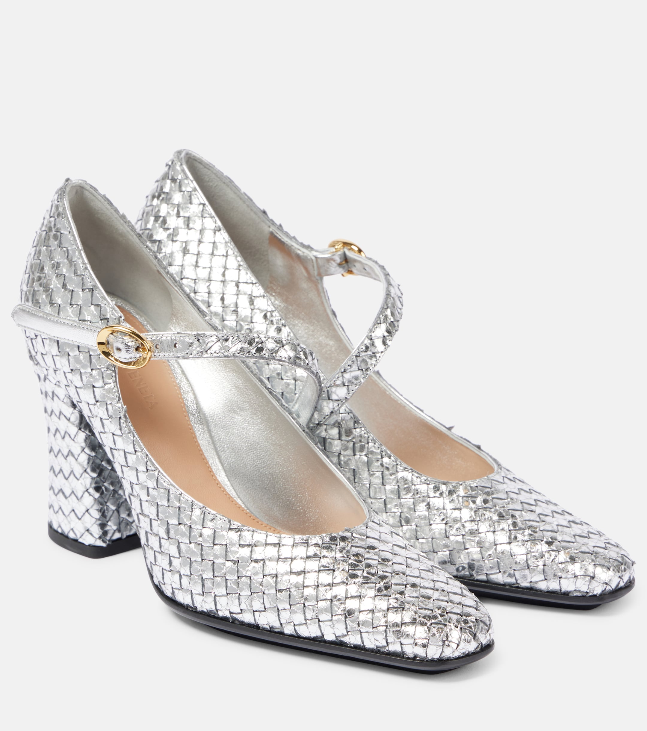 Step metallic leather Mary Jane pumps | Bottega Veneta