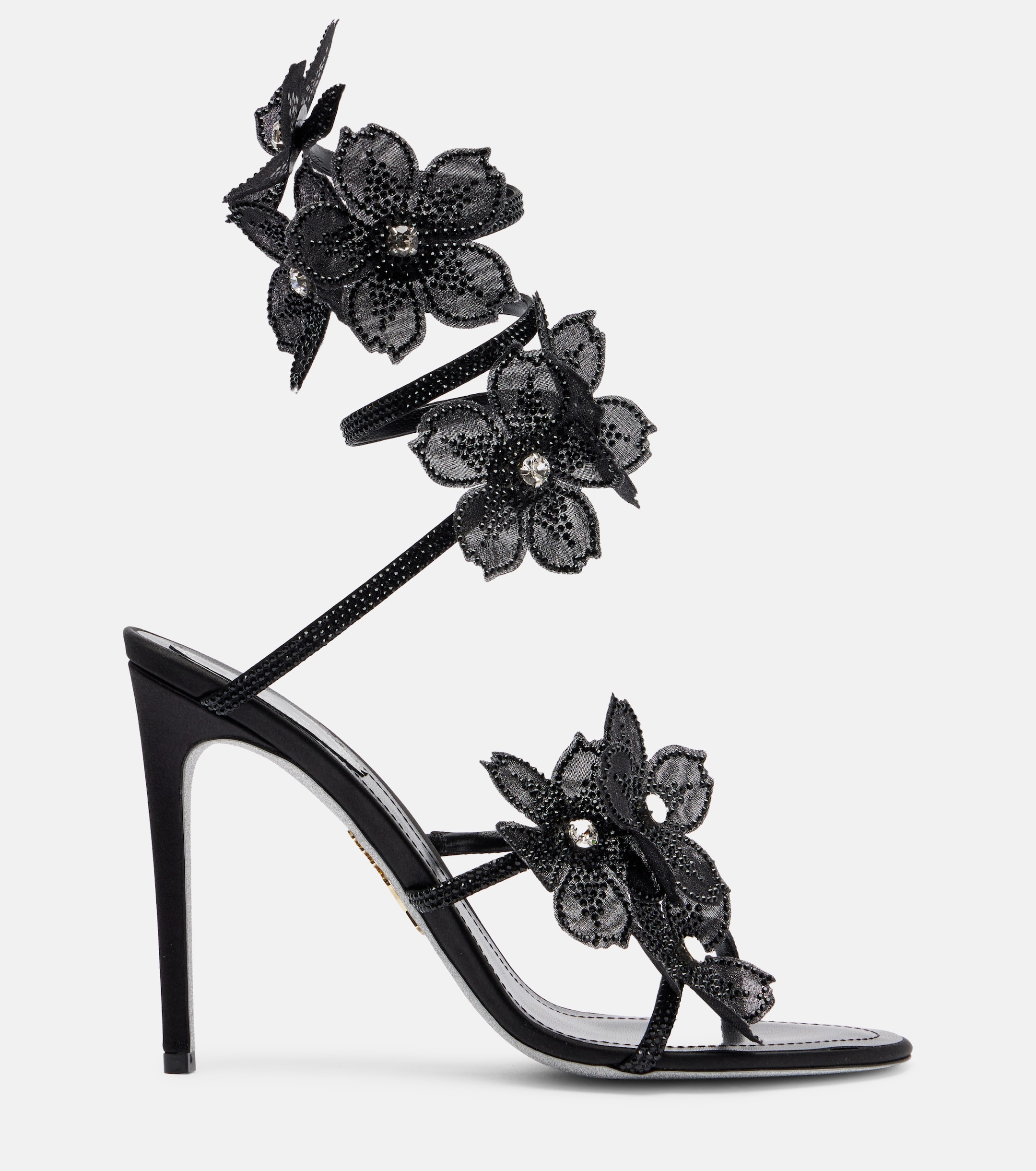 Floriane floral-appliqué satin sandals  | Rene Caovilla