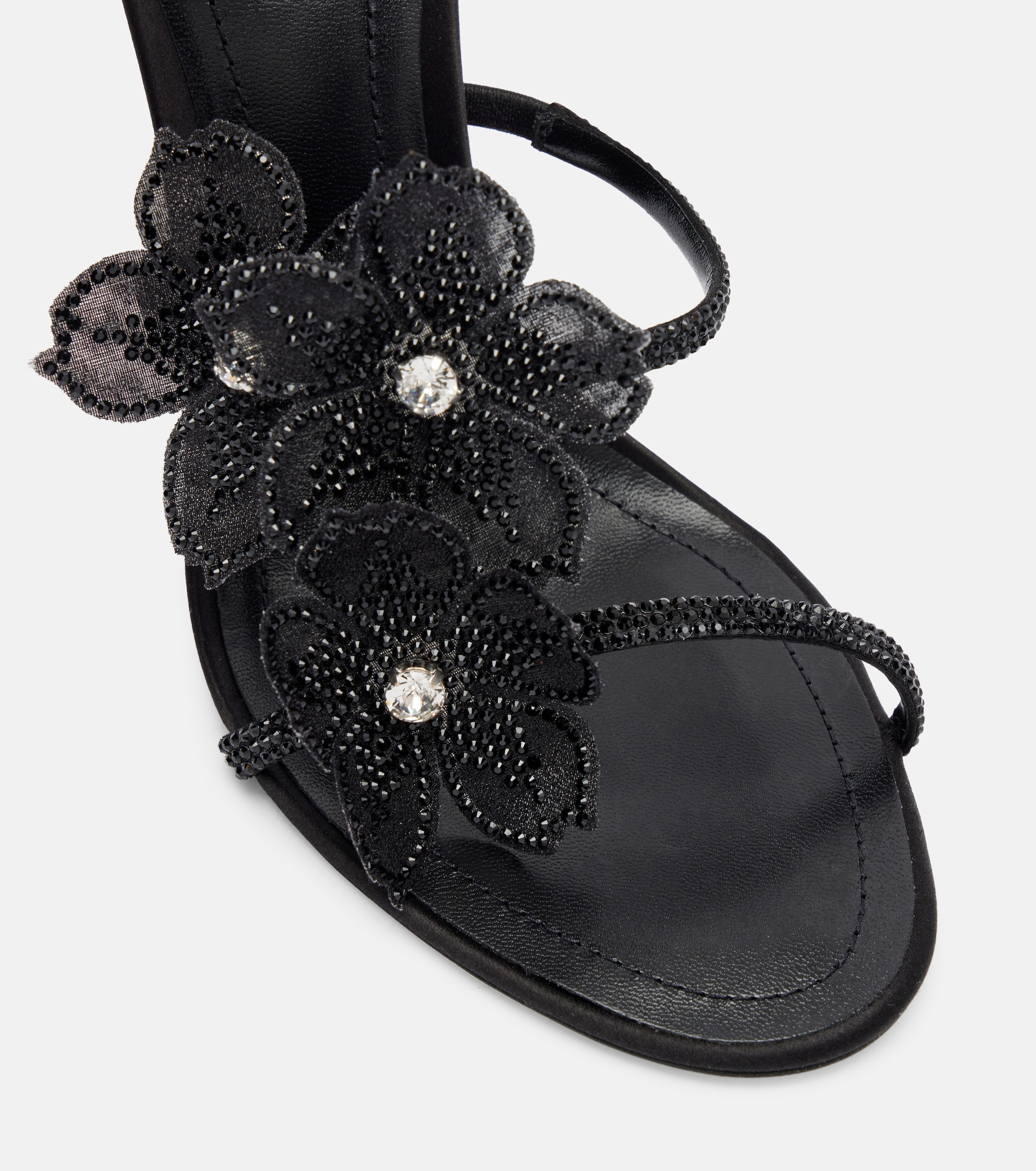Floriane floral-appliqué satin sandals  | Rene Caovilla