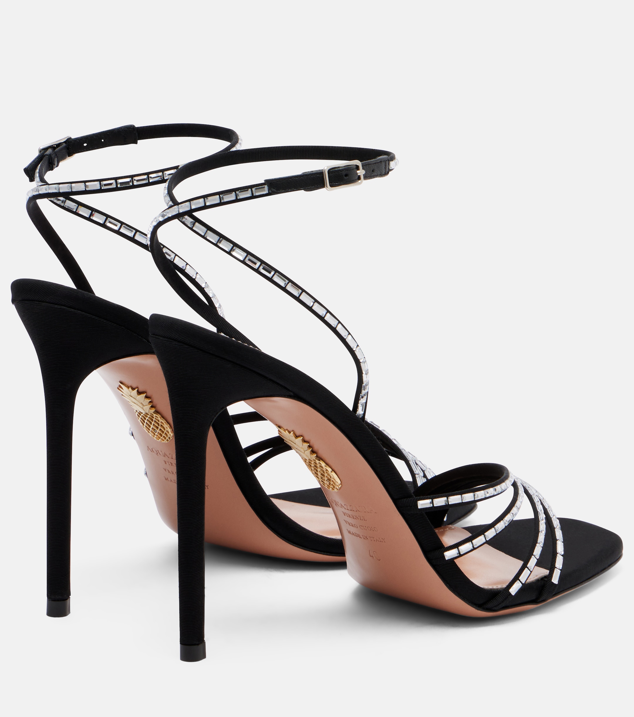 Mistica 105 embellished satin sandals | Aquazzura